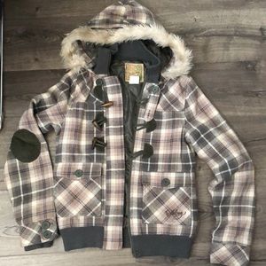 Billabong Plaid Hooded Jacket